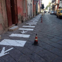 Percorso pedonale in via Principe di Piemonte